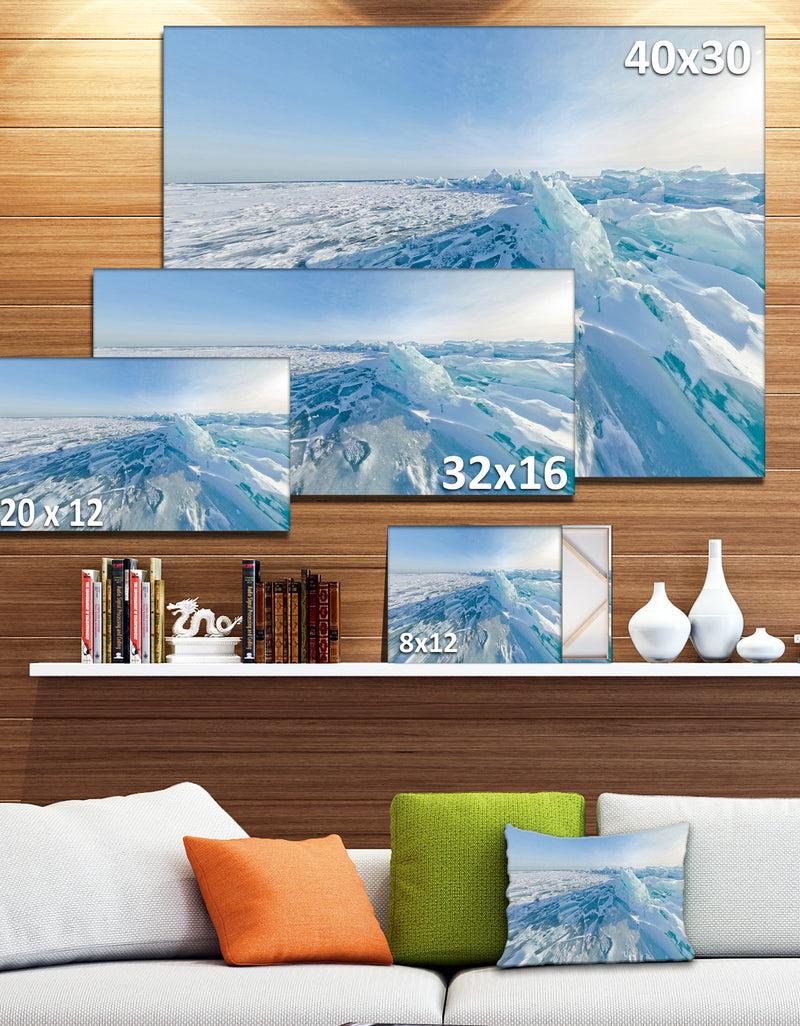 DesignQ Ice Hummocks In Lake Baikal Siberia - Landscape Artwork Canvas