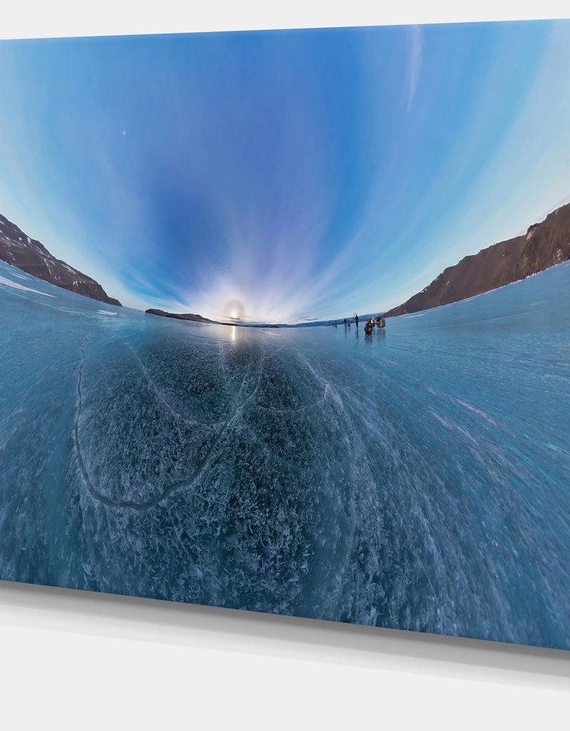 DesignQ Ice On Lake Baikal Ice At Sunset - Large Landscape Canvas Art Print