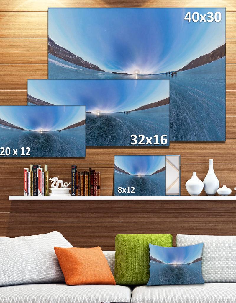 DesignQ Ice On Lake Baikal Ice At Sunset - Large Landscape Canvas Art Print