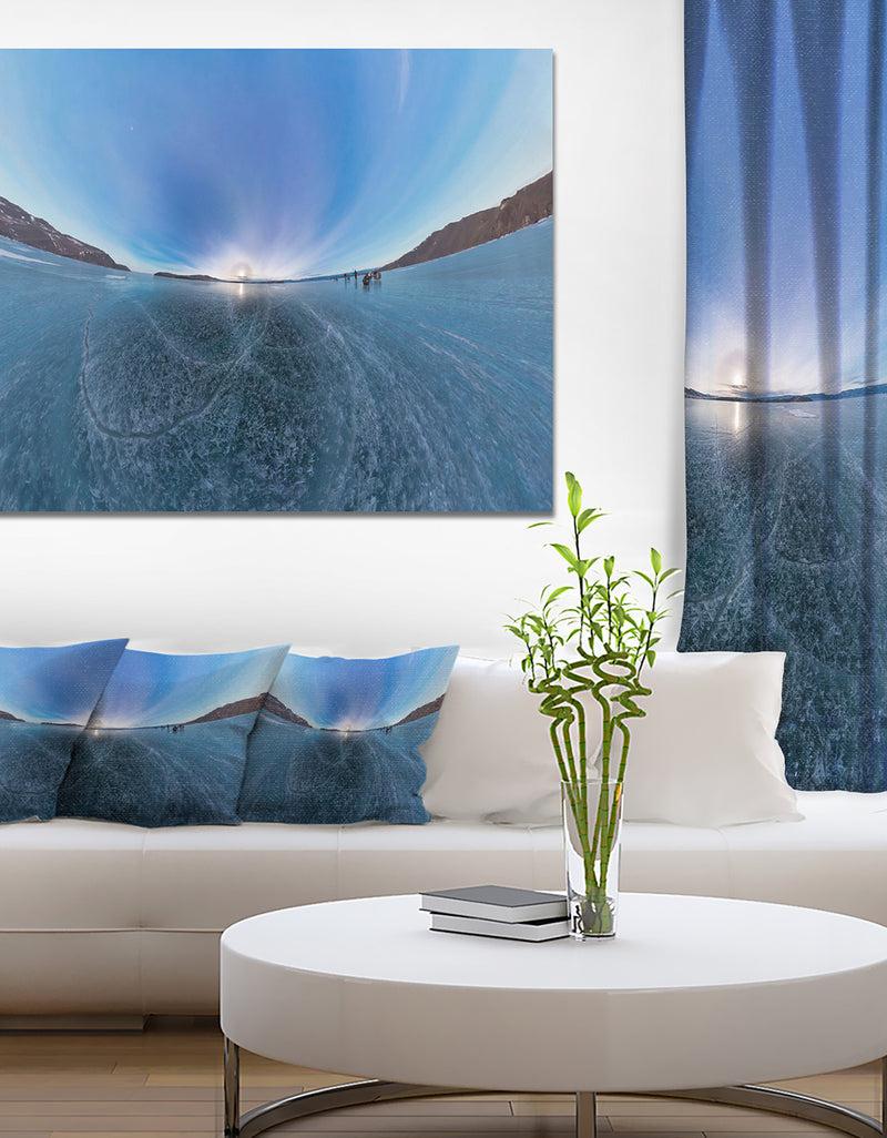 DesignQ Ice On Lake Baikal Ice At Sunset - Large Landscape Canvas Art Print