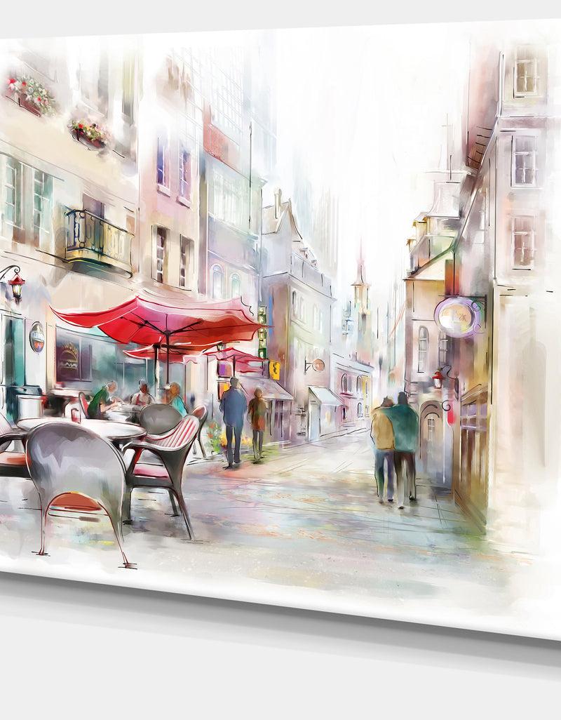 DesignQ Illustrated Street Art Cityscape - Digital Art Cityscape Canvas Print