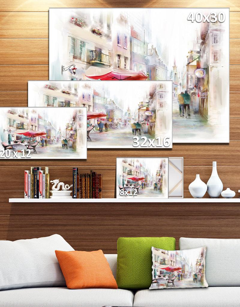 DesignQ Illustrated Street Art Cityscape - Digital Art Cityscape Canvas Print