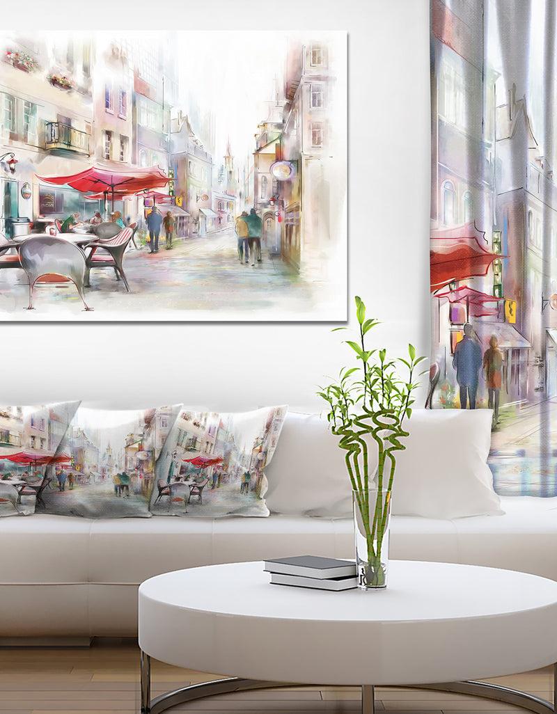 DesignQ Illustrated Street Art Cityscape - Digital Art Cityscape Canvas Print