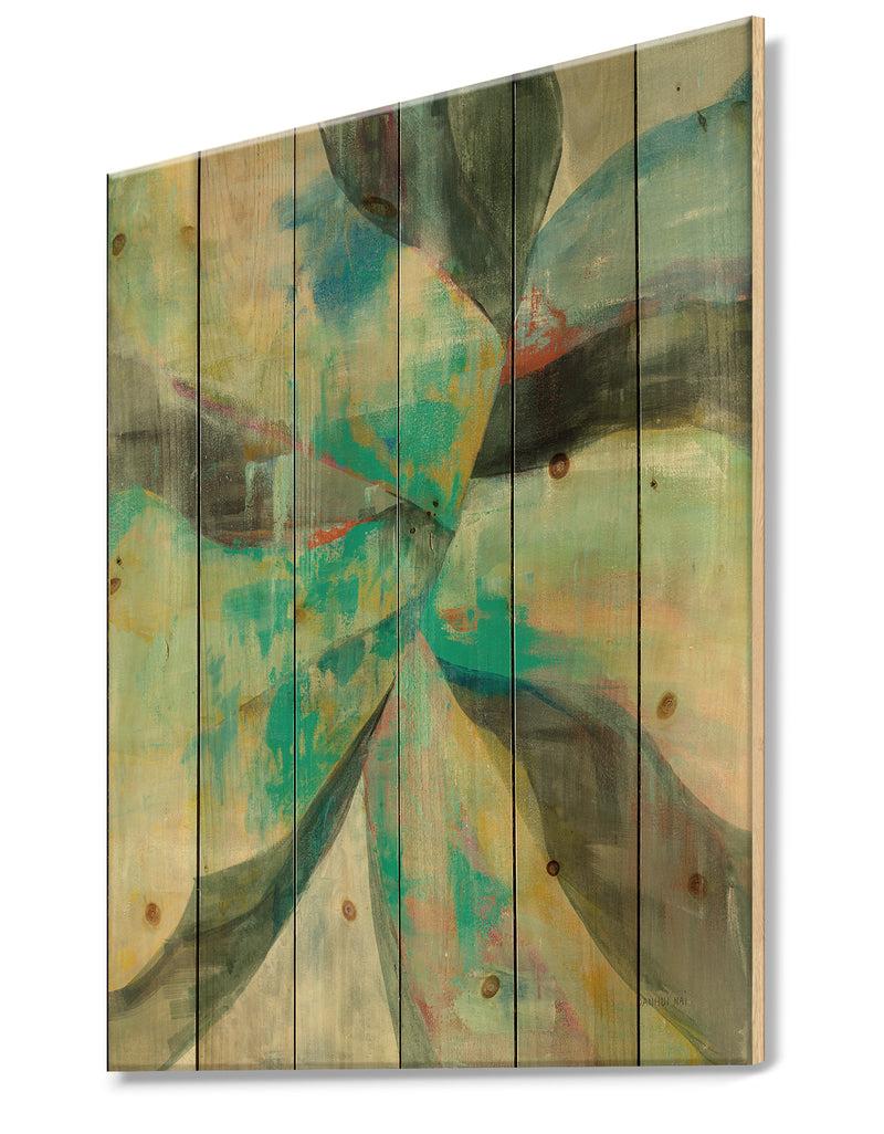 DesignQ In The Valley Abstract I - Traditional Print On Natural Pine Wood