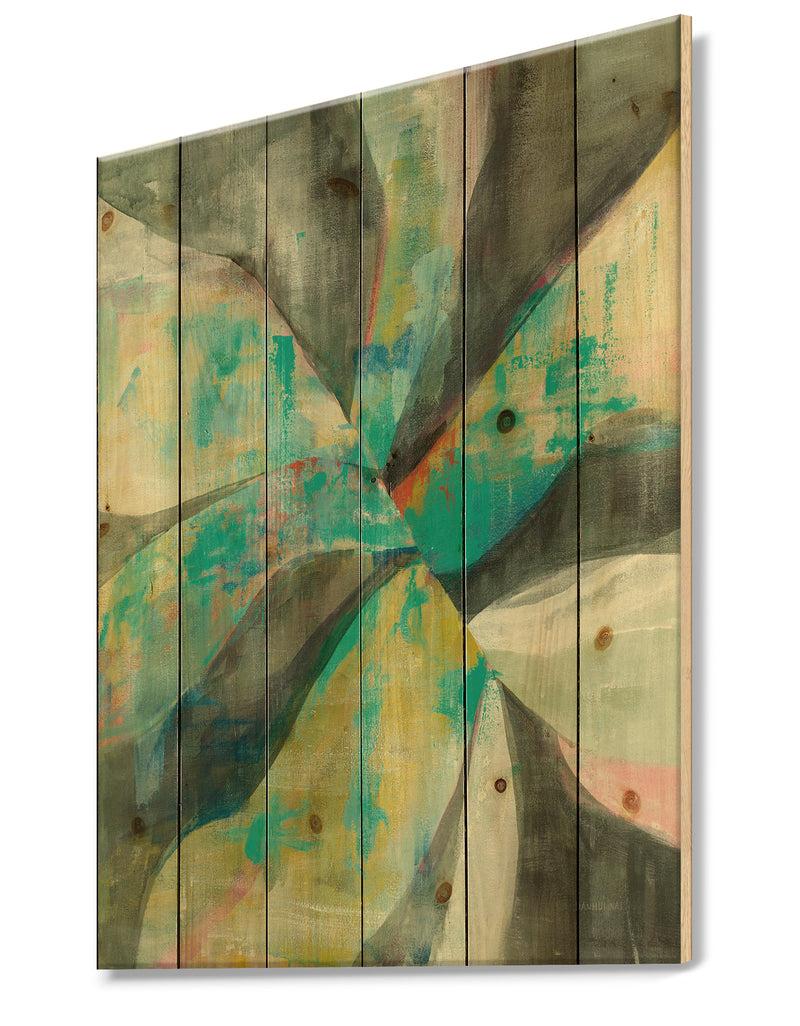DesignQ In The Valley Abstract II - Traditional Print On Natural Pine Wood