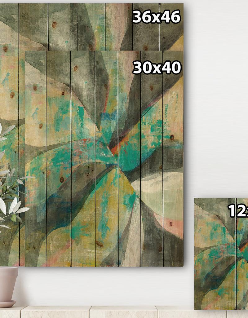 DesignQ In The Valley Abstract II - Traditional Print On Natural Pine Wood