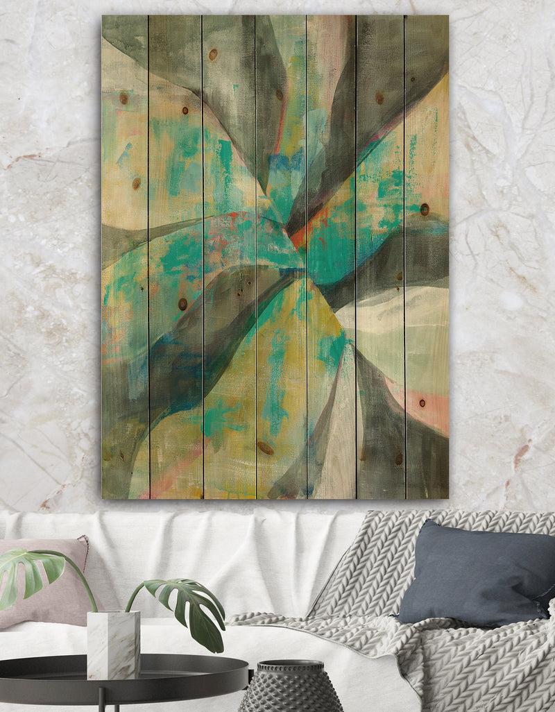 DesignQ In the Valley Abstract II - Traditional Print on Natural Pine Wood