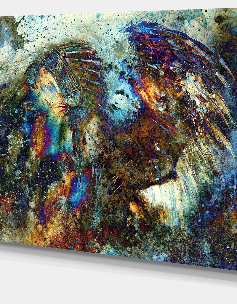 DesignQ Indian Woman Collage With Lion - Woman Canvas Print