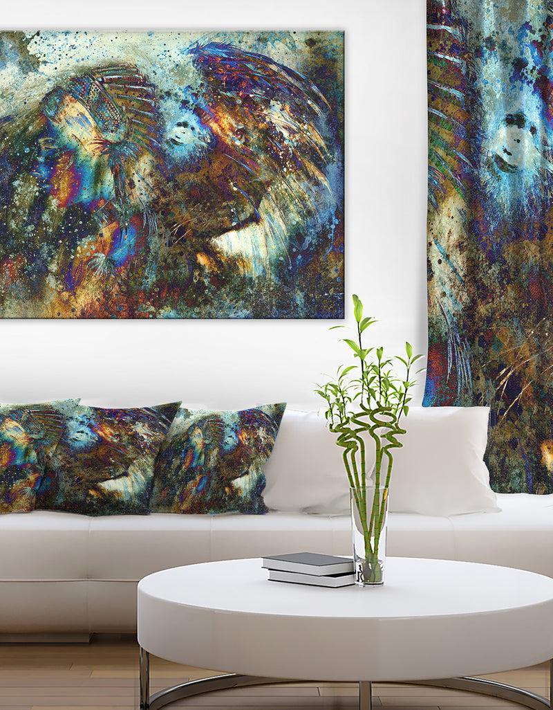 DesignQ Indian Woman Collage with Lion - Woman Canvas Print