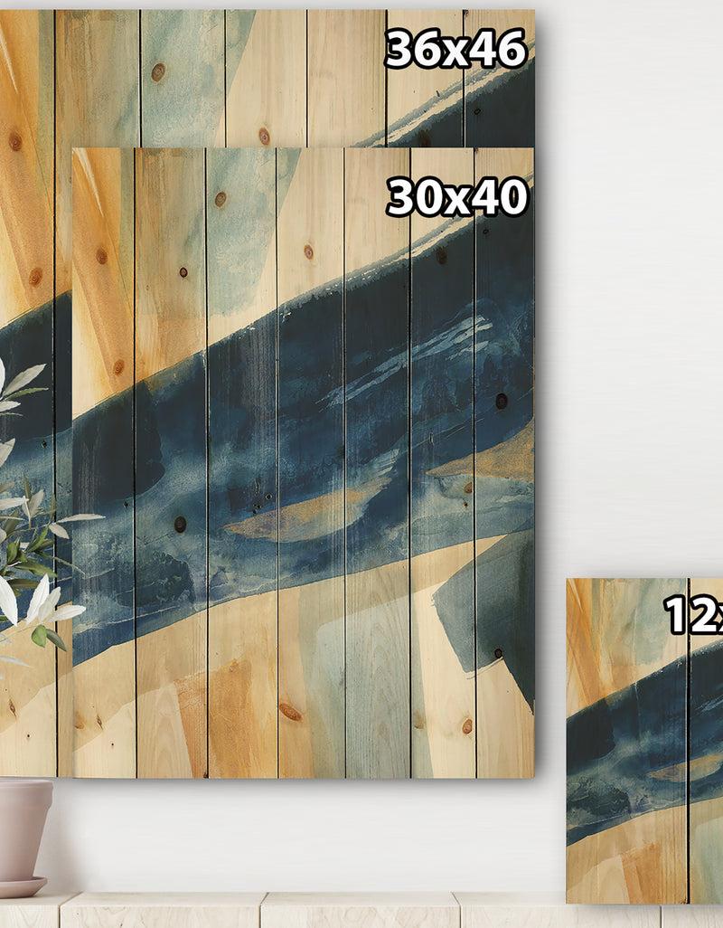 DesignQ Indigo Panel I - Glam Modern Print On Natural Pine Wood
