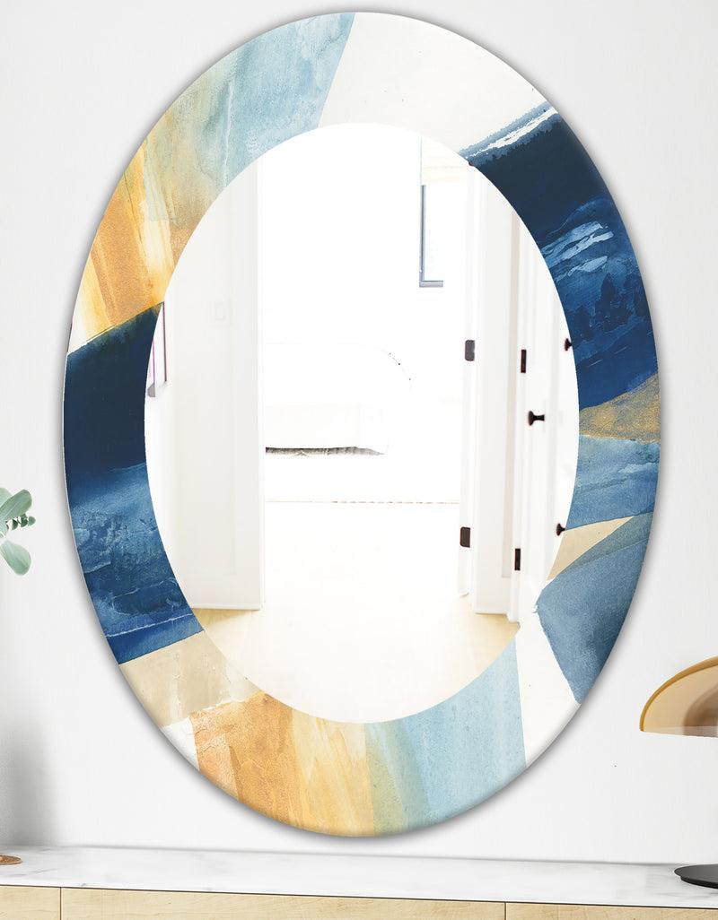 DesignQ Indigo Panel I - Modern Mirror - Oval Or Round Wall Mirror