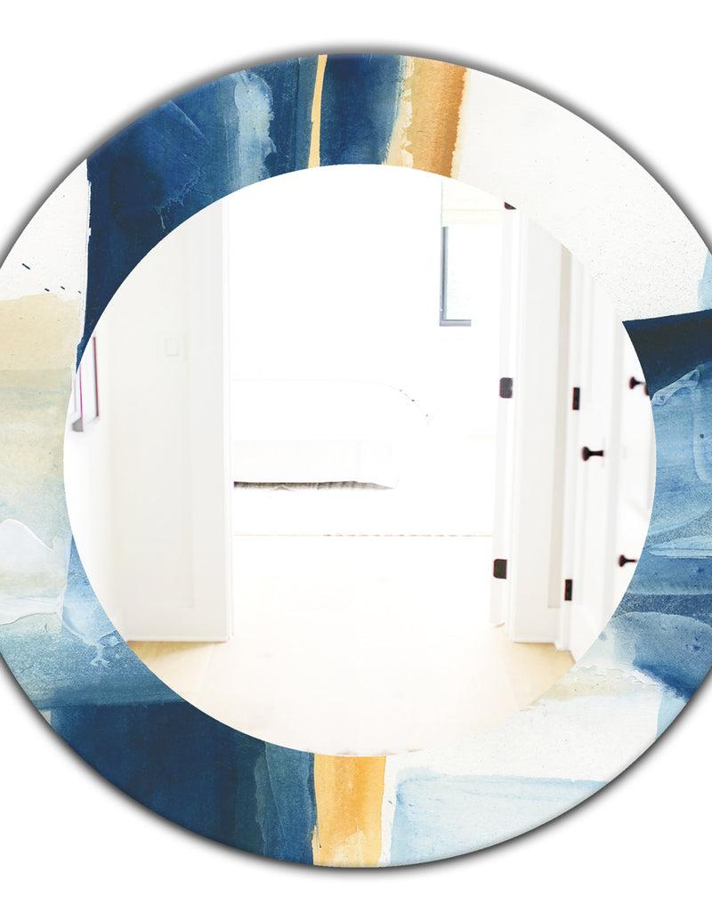DesignQ Indigo Panel IV - Modern Mirror - Oval Or Round Wall Mirror