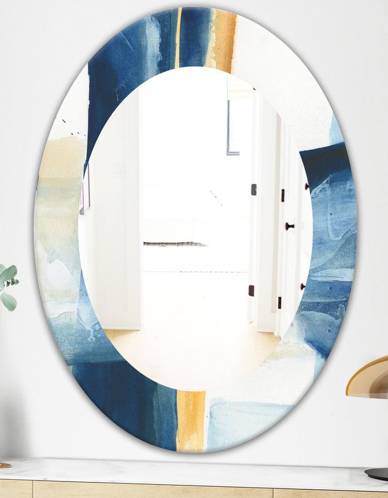 DesignQ Indigo Panel IV - Modern Mirror - Oval Or Round Wall Mirror