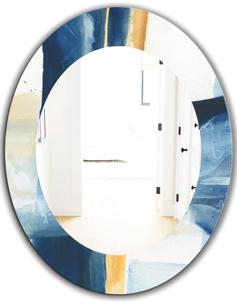 DesignQ Indigo Panel IV - Modern Mirror - Oval Or Round Wall Mirror