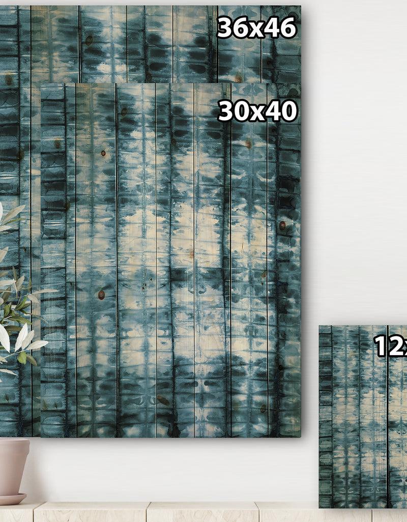 DesignQ Indigo Watercolor Geometrical IV - Contemporary Print On Natural Pine Wood