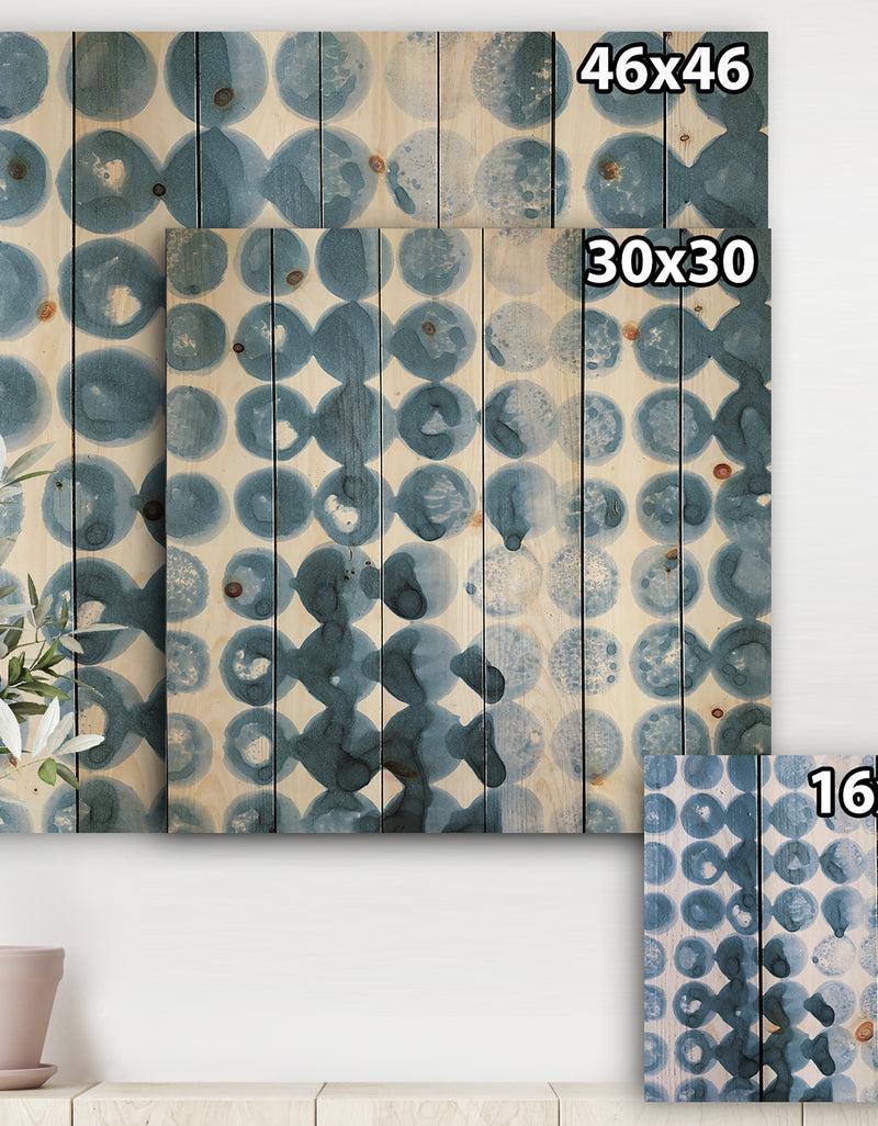 DesignQ Indigo Watercolor Geometrical VII - Contemporary Print On Natural Pine Wood