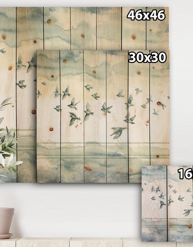 DesignQ Indigold Bird Cottage Family VII - Animals Print On Natural Pine Wood