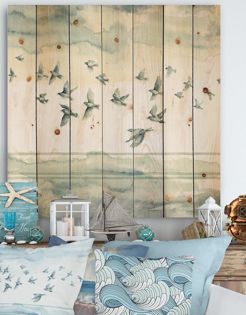 DesignQ Indigold Bird Cottage Family VII - Animals Print on Natural Pine Wood