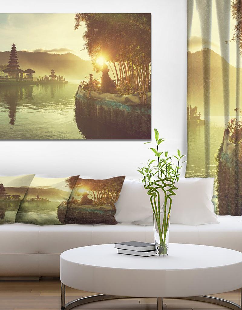 DesignQ Indonesia Pura Ulun Danu Temple - Lake Landscapes Photographic on wrapped Canvas