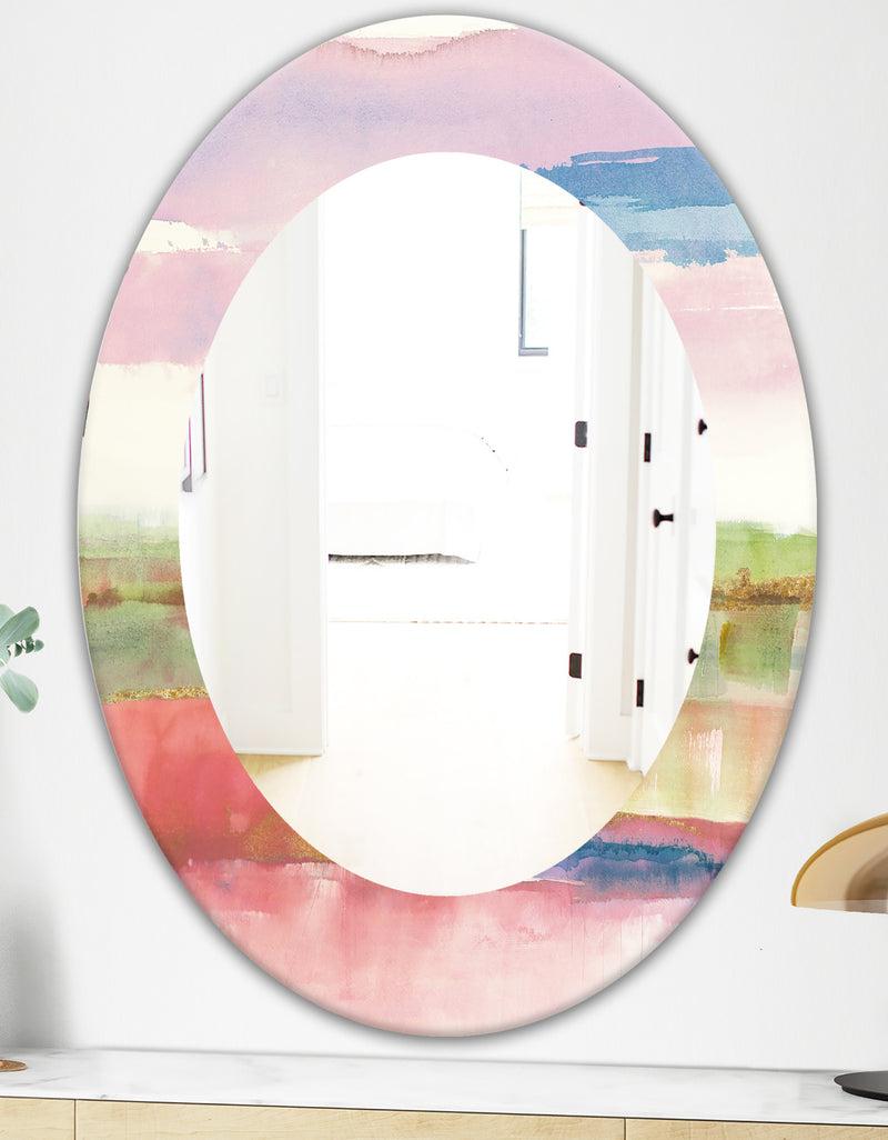 DesignQ Influence Of Line And Color Gold Bright - Modern Mirror - Oval Or Round Wall Mirror