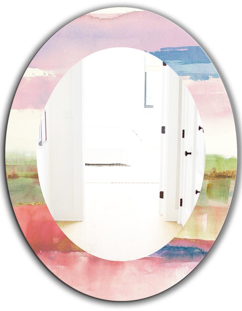 DesignQ Influence Of Line And Color Gold Bright - Modern Mirror - Oval Or Round Wall Mirror