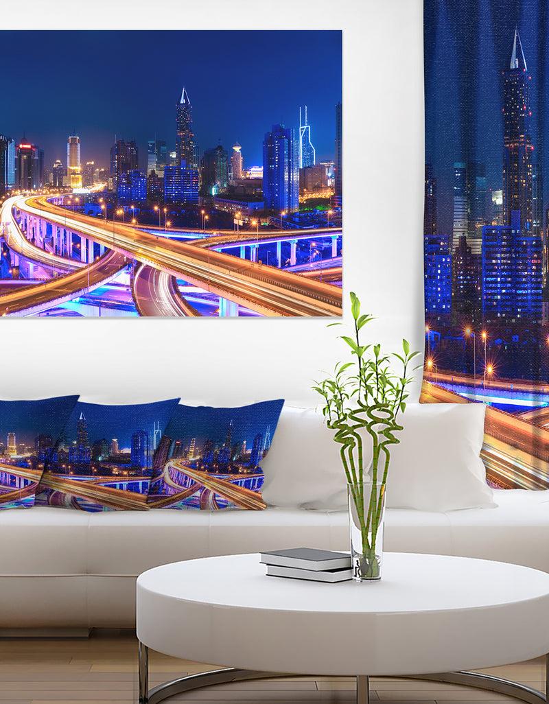 DesignQ Interchange Overpass at Night Skyline - Cityscape Canvas print