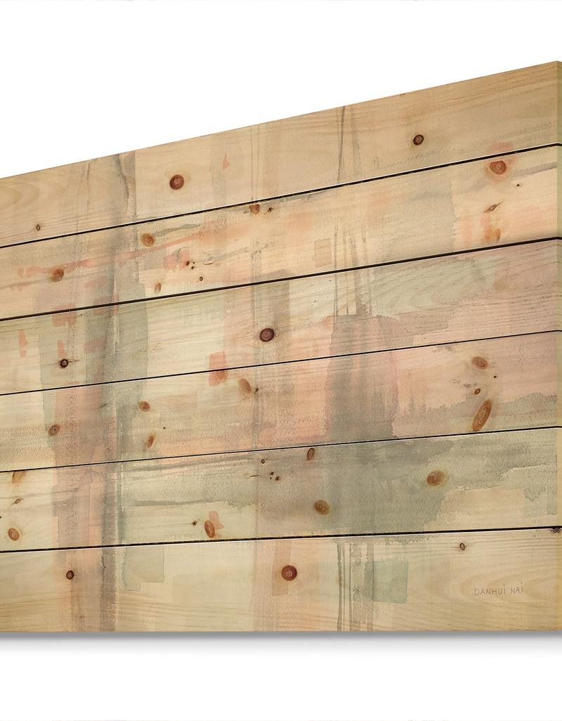 DesignQ Intersect II Grey - Pink Modern Print On Natural Pine Wood