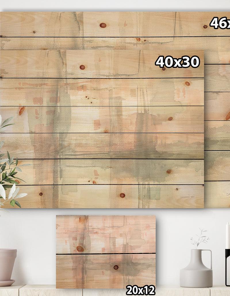 DesignQ Intersect II Grey - Pink Modern Print On Natural Pine Wood