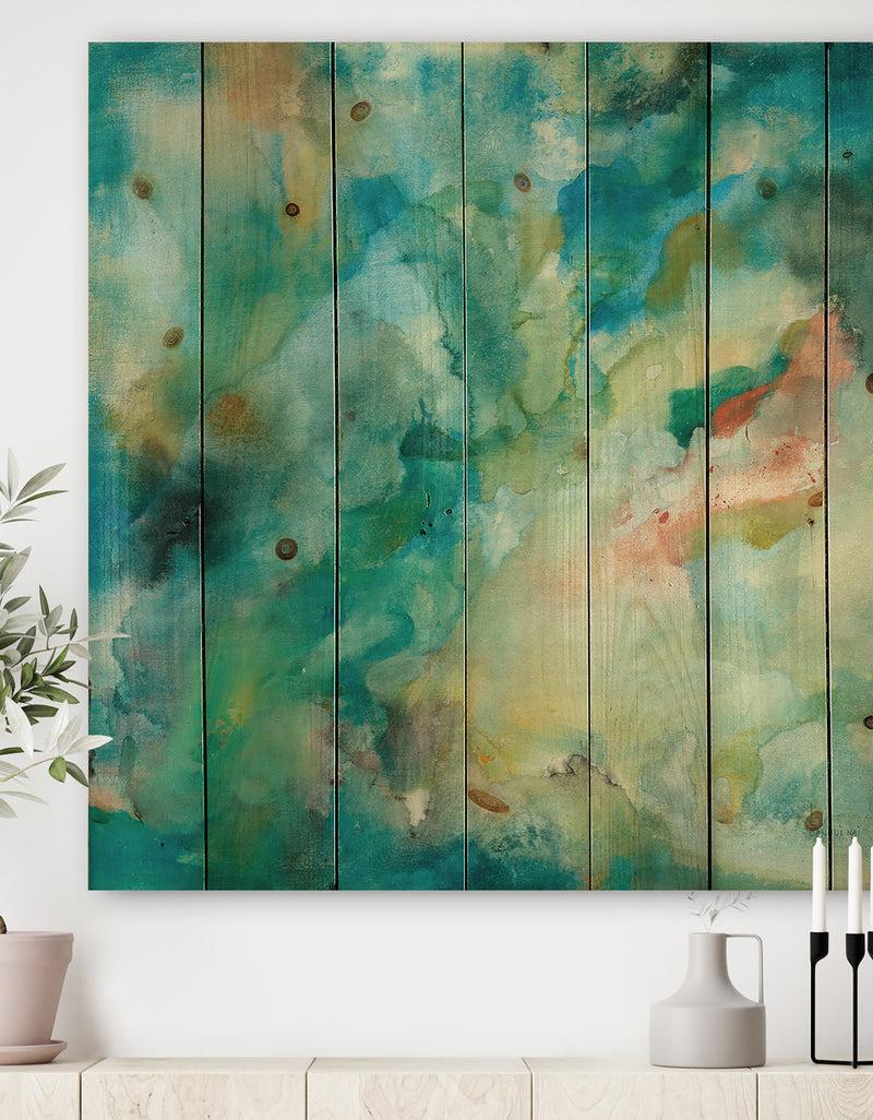 DesignQ Interstellar - Contemporary Print on Natural Pine Wood