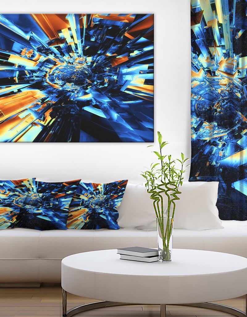 DesignQ Into the Center Blue Fractal Design - Abstract Canvas Wall Art Print