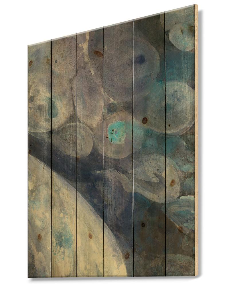 DesignQ Into The Indigo Stream I - Abstract Print On Natural Pine Wood