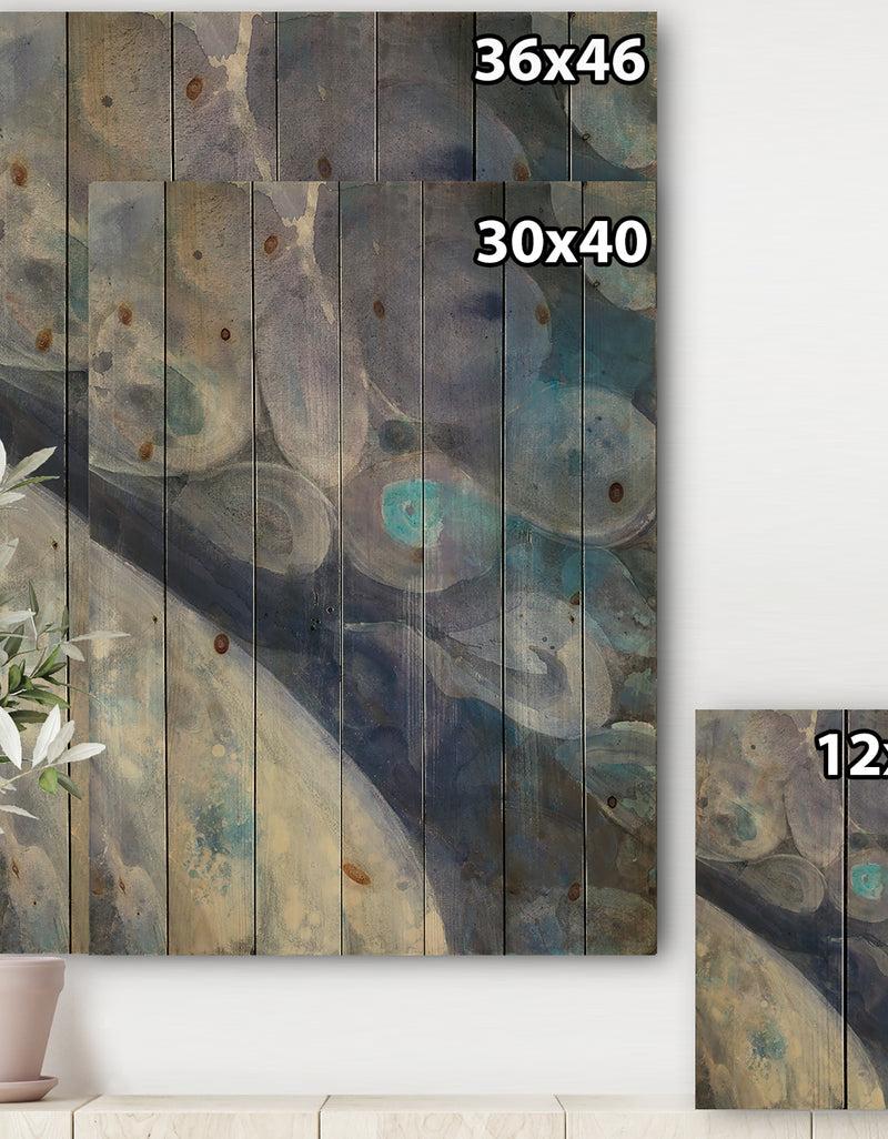 DesignQ Into The Indigo Stream I - Abstract Print On Natural Pine Wood