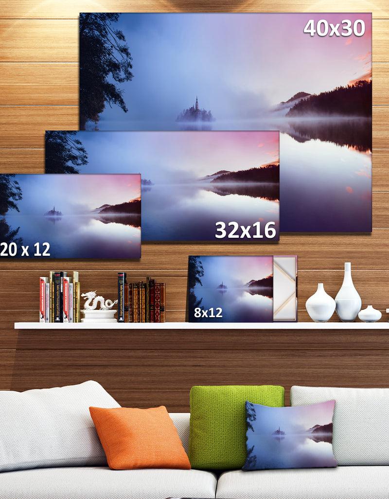 DesignQ Island With Old Church In Bled City - Landscape Artwork Canvas