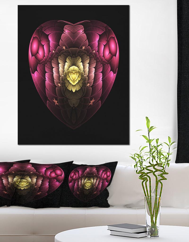 DesignQ Isolated Heart Digital Art Fractal Flower - Large Floral Canvas Art Print