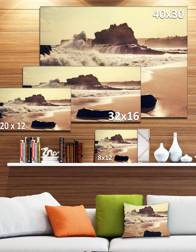 DesignQ Java Beach With Foaming Waters - Large Seashore Canvas Print