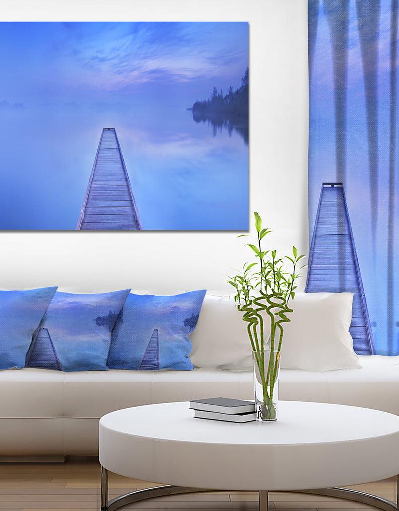DesignQ Jetty at Blue Dawn Panorama - Bridge and Pier Canvas Wall Art