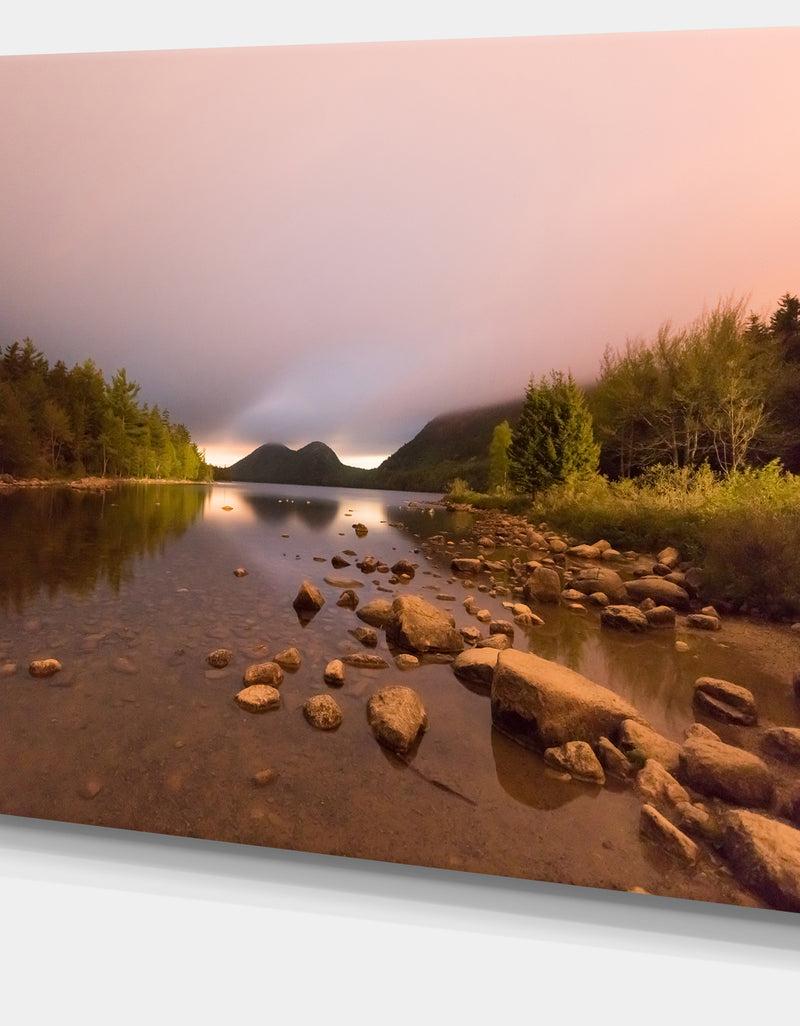DesignQ Jordan Pond In Acadia Park - Contemporary Landscape Canvas Art