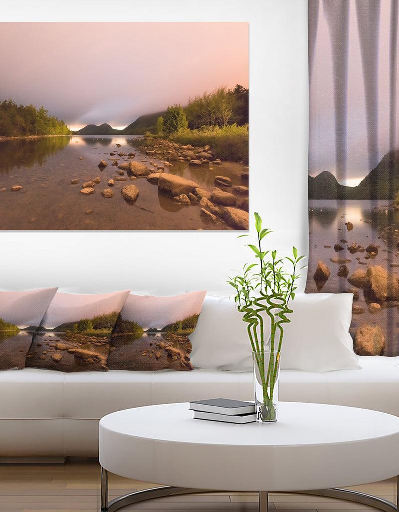 DesignQ Jordan Pond in Acadia Park - Contemporary Landscape Canvas Art