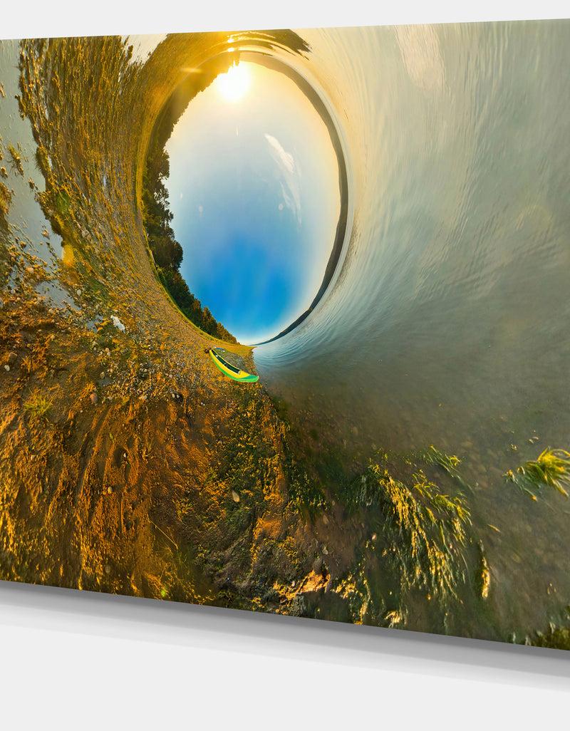 DesignQ Kayak In River Little Planet - Modern Landscpae Wall Art