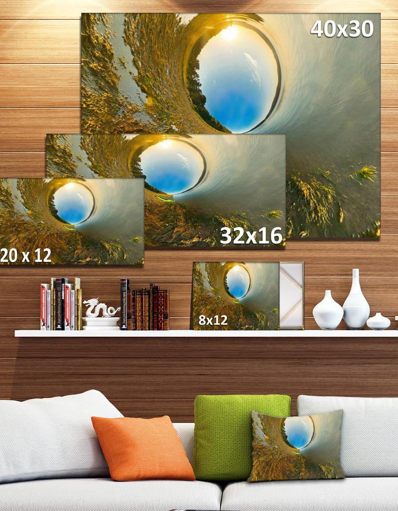DesignQ Kayak In River Little Planet - Modern Landscpae Wall Art
