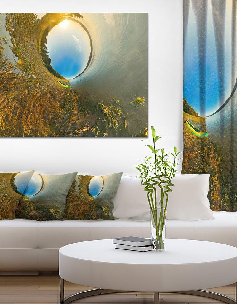 DesignQ Kayak in River Little Planet - Modern Landscpae Wall Art