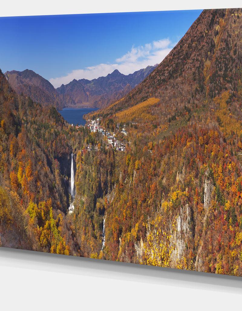 DesignQ Kegon Falls Near Nikko Panorama - Landscape Wall Art On Canvas
