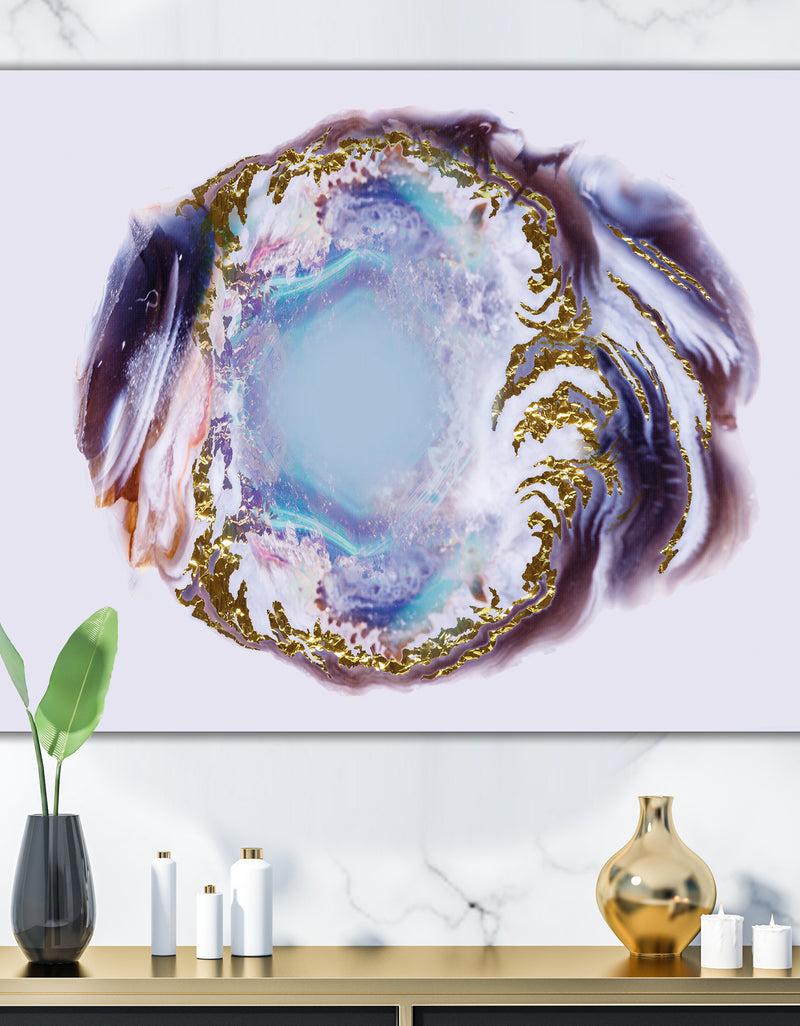 DesignQ Kidney Gerbera Golden Agate - Glam Canvas Wall Art Print
