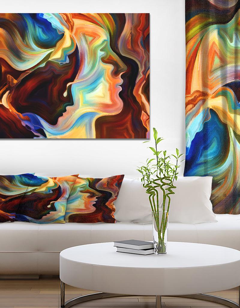 DesignQ Kiss Of Inner Paint - Abstract People Print On Wrapped Canvas