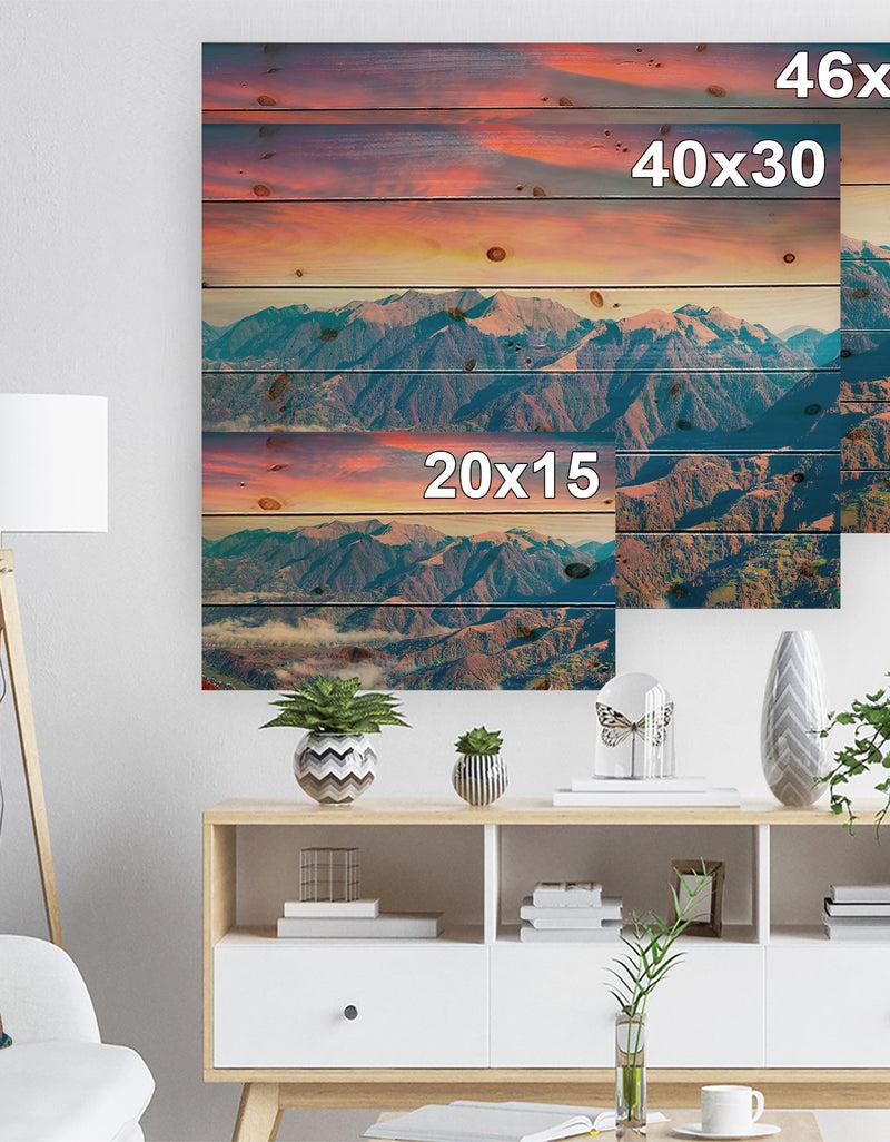 DesignQ Kolochava Village In Morning Landscape - Photography Print On Natural Pine Wood