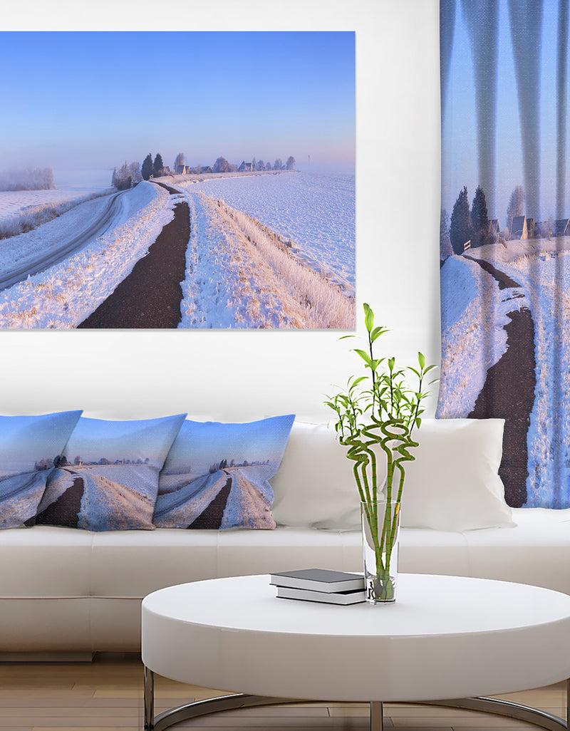 DesignQ Lake and Dike at Sunrise Panorama - Landscape Wall Art Canvas Print