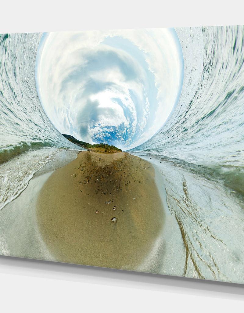 DesignQ Lake Baikal Beach Rock Panorama - Lake Sea & Shore Photographic On Wrapped Canvas