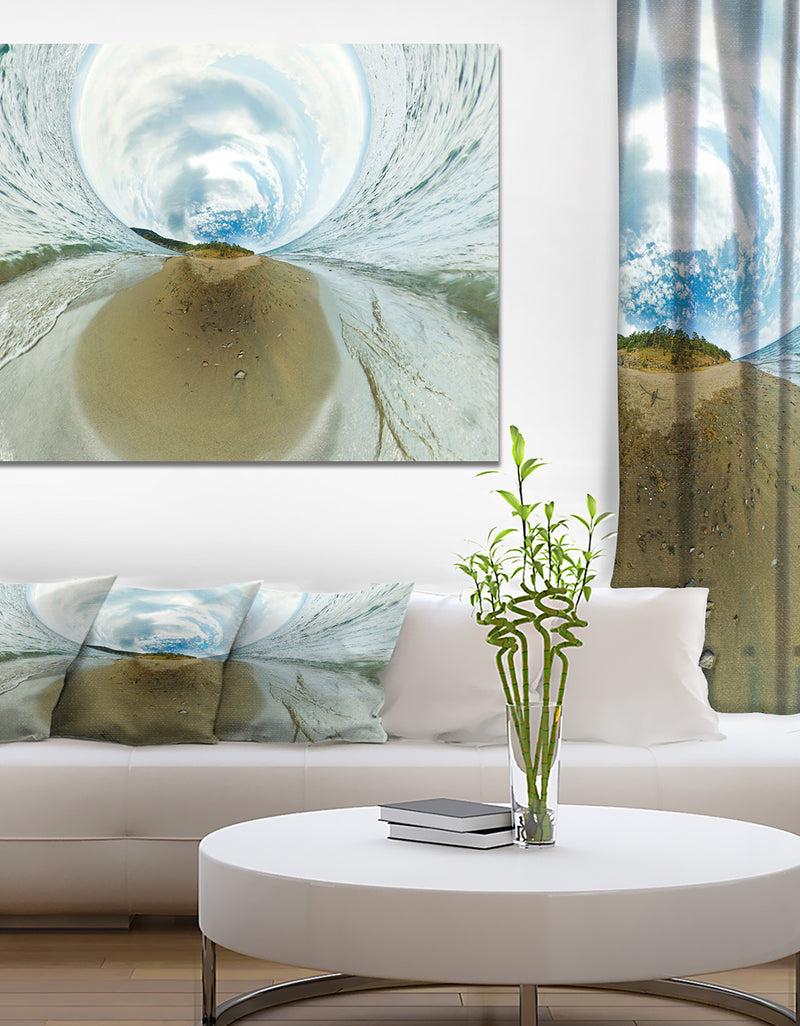 DesignQ Lake Baikal Beach Rock Panorama - Lake Sea & Shore Photographic on wrapped Canvas