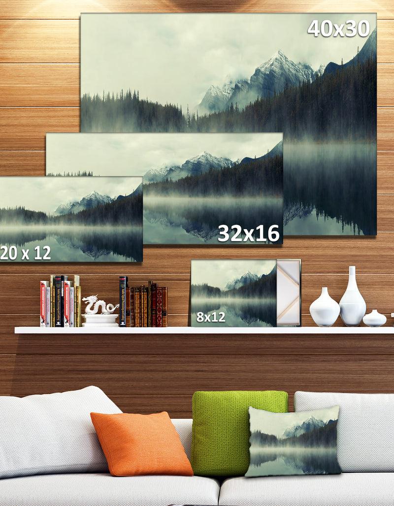 DesignQ Lake Herbert In Foggy Morning - Modern Seascape Canvas Artwork