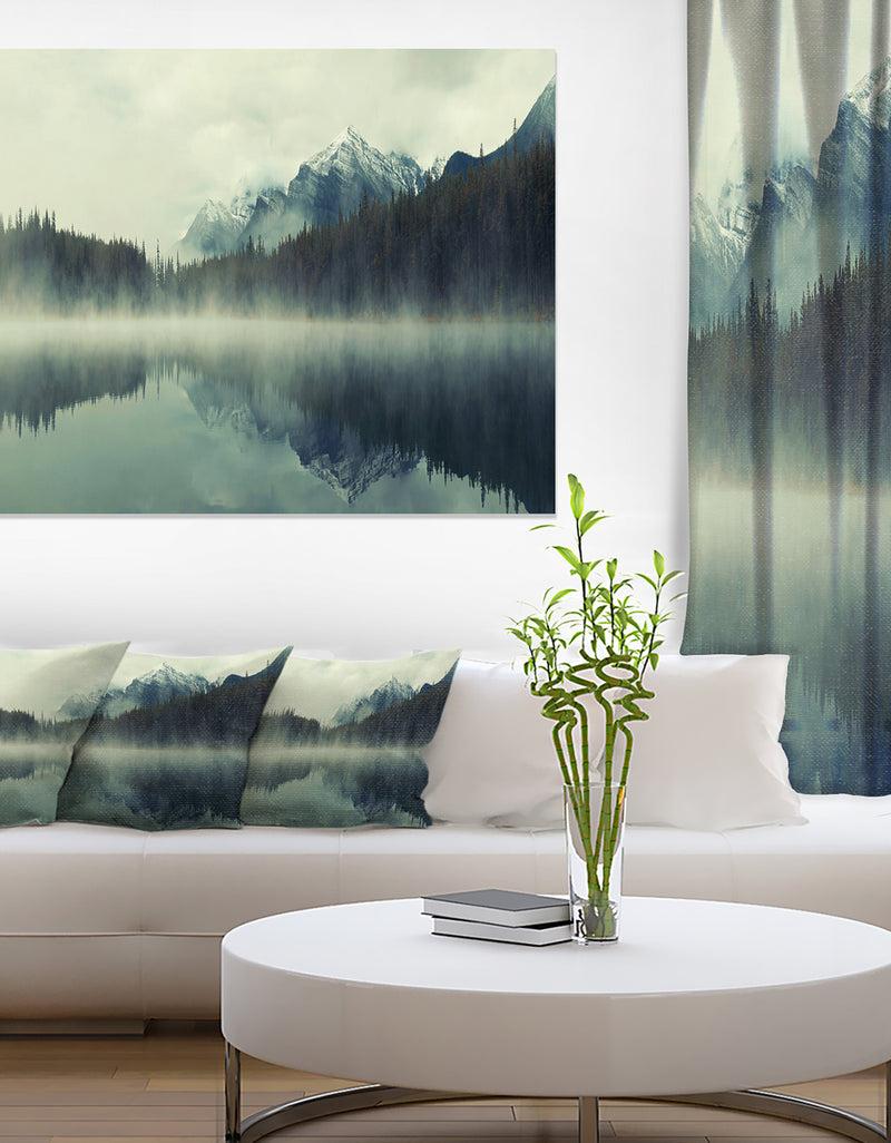 DesignQ Lake Herbert in Foggy Morning - Modern Seascape Canvas Artwork